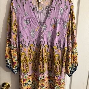 fig and flower Lavender Paisley Floral Border Tunic